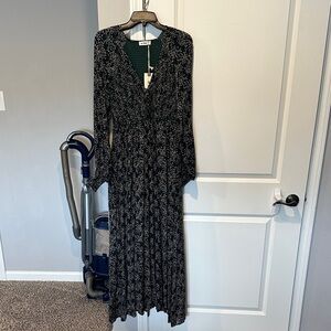 Black Floral Maxi Dress with V-Neck